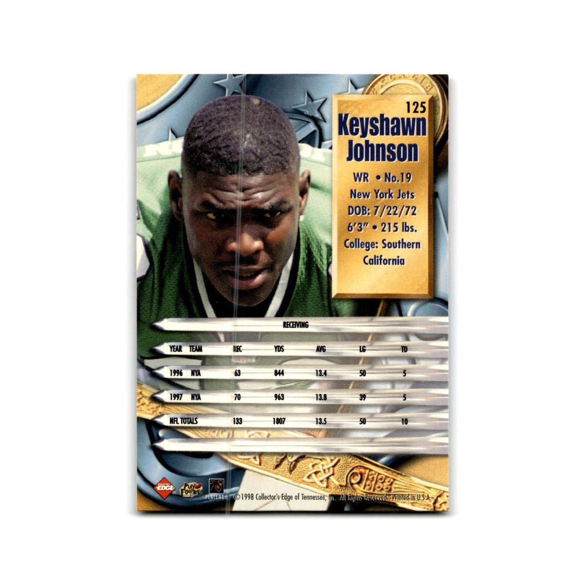 Keyshawn Johnson 1998 Collector's Edge Supreme Season Review #125 Jets NM