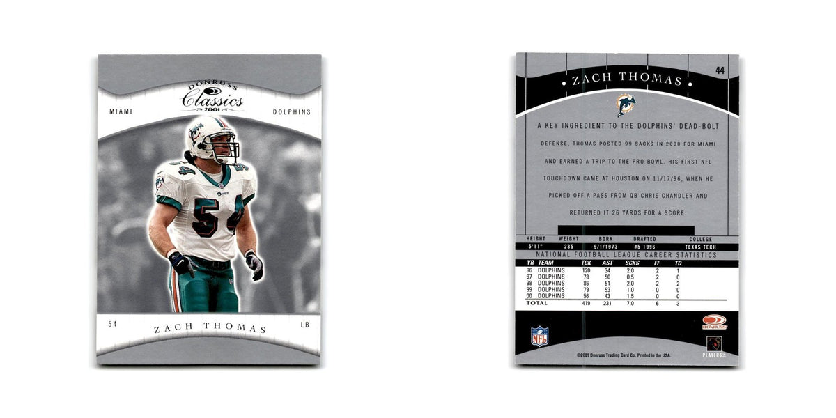 Zach Thomas 2001 Donruss Classics #44 Miami Dolphins Football Card NM