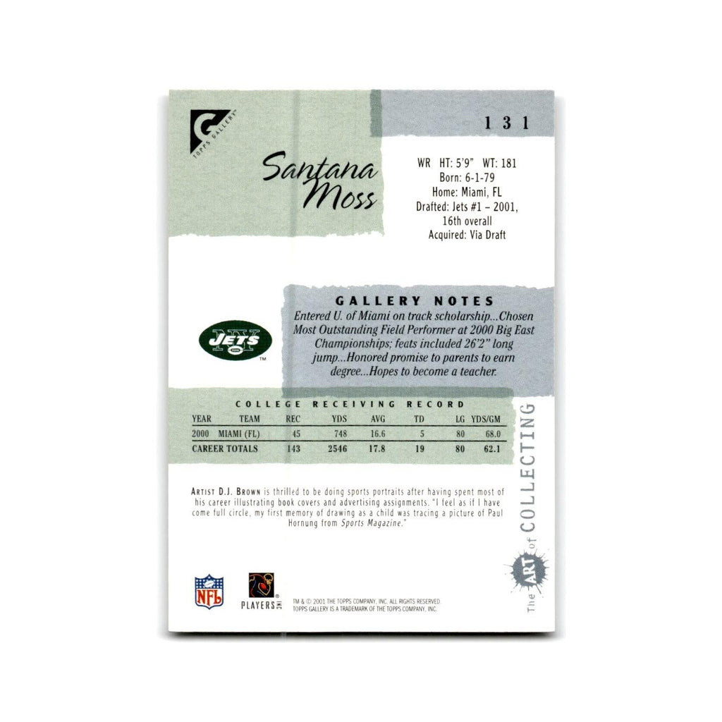 Santana Moss Rookie 2001 Topps Gallery #131 New York Jets Football Card NM