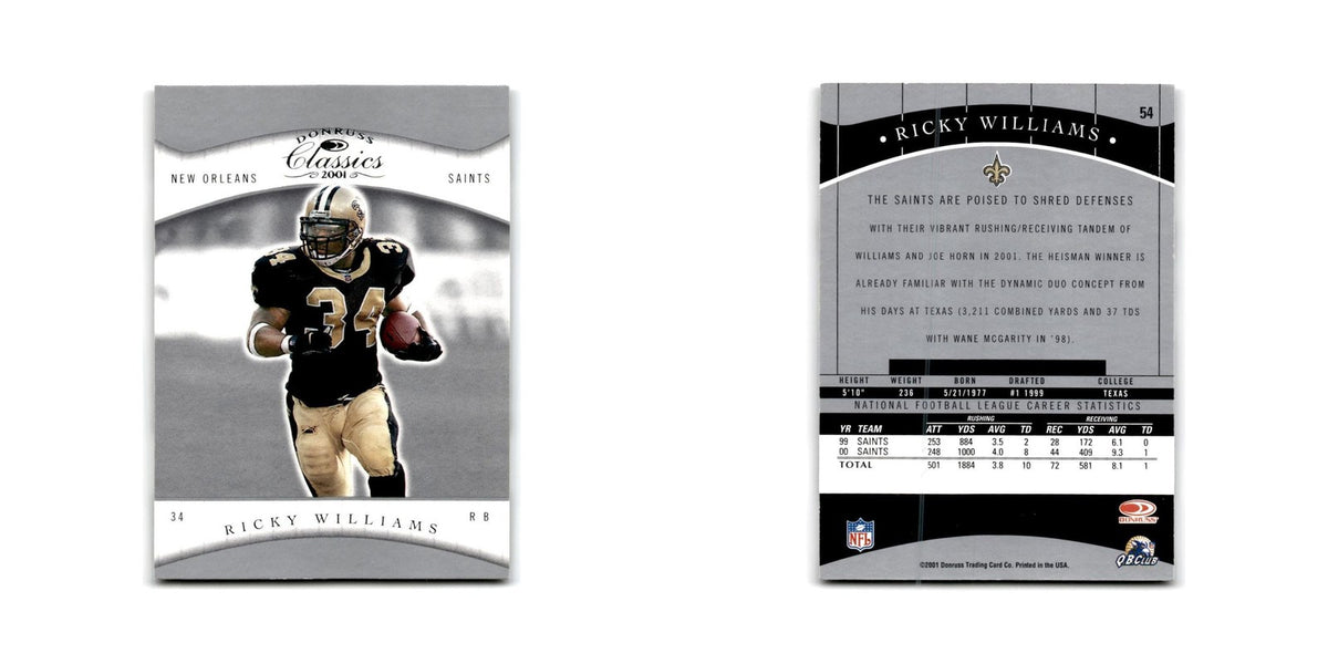 Ricky Williams 2001 Donruss Classics #54 New Orleans Saints Football Card NM