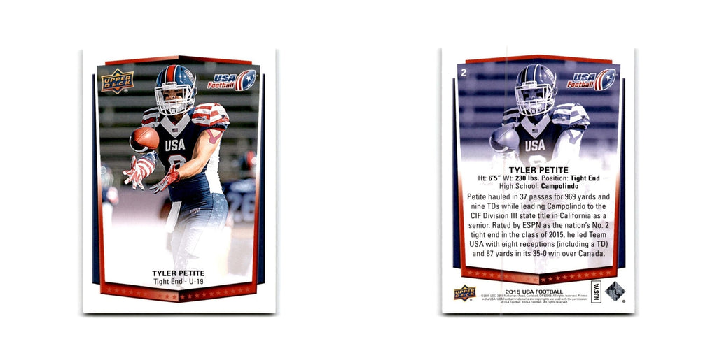 Tyler Petite 2015 Upper Deck USA #2 USA Football Card NM