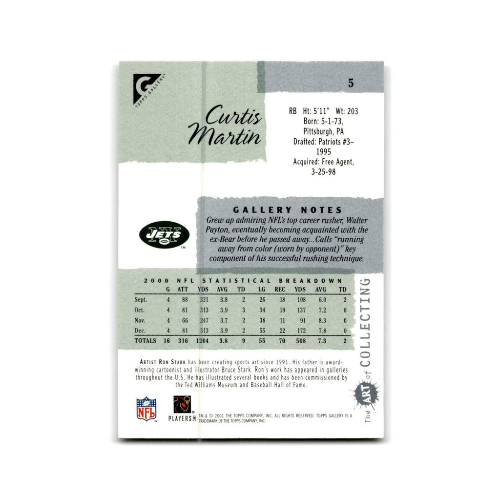 Curtis Martin 2001 Topps Gallery #5 New York Jets Football Card NM