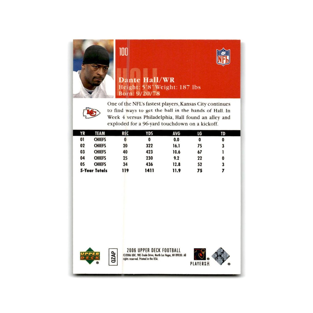 Dante Hall 2006 Upper Deck #100 Kansas City Chiefs Football Card NM