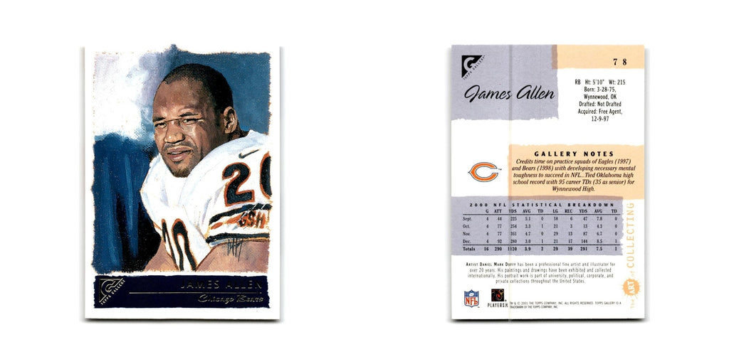 James Allen 2001 Topps Gallery #78 Chicago Bears Football Card NM