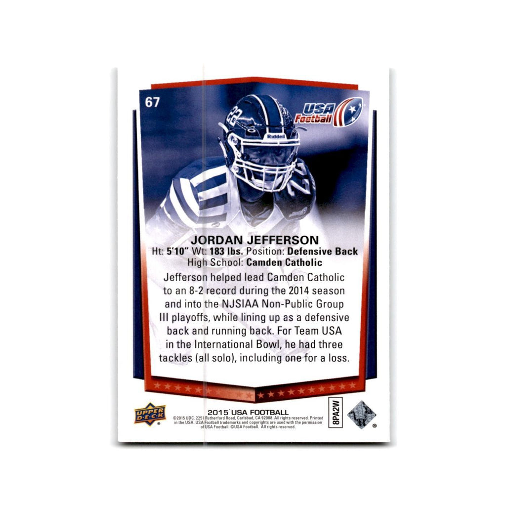 Jordan Jefferson 2015 Upper Deck USA #67 USA Football Card NM