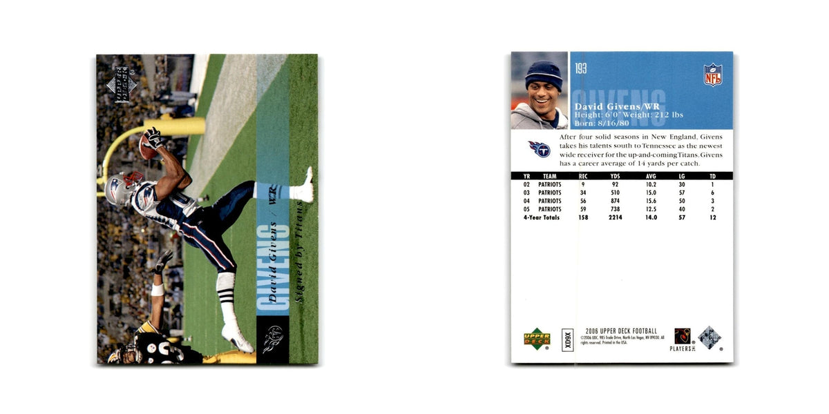 David Givens 2006 Upper Deck #193 Tennessee Titans Football Card NM