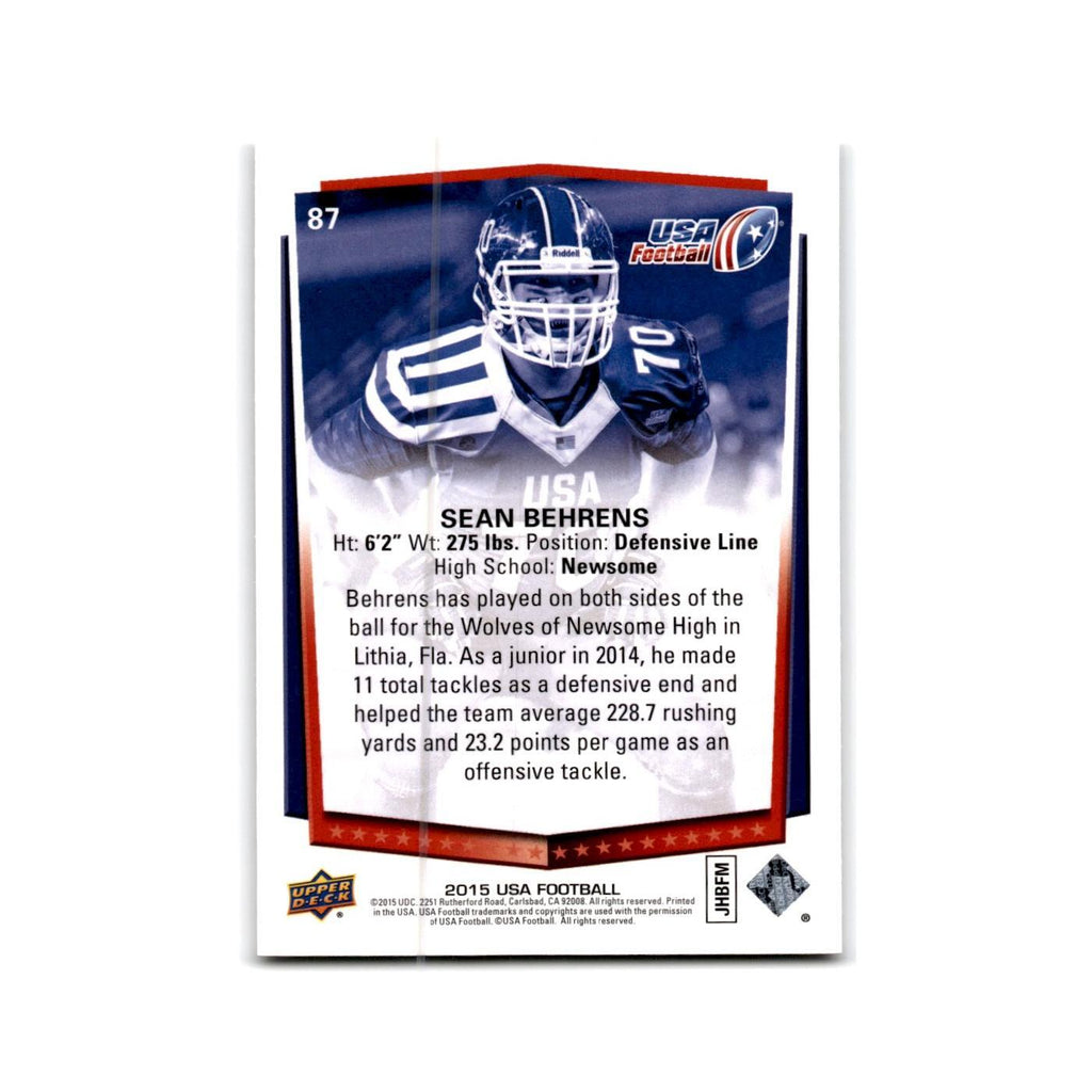 Sean Behrens 2015 Upper Deck USA #87 USA Football Card NM