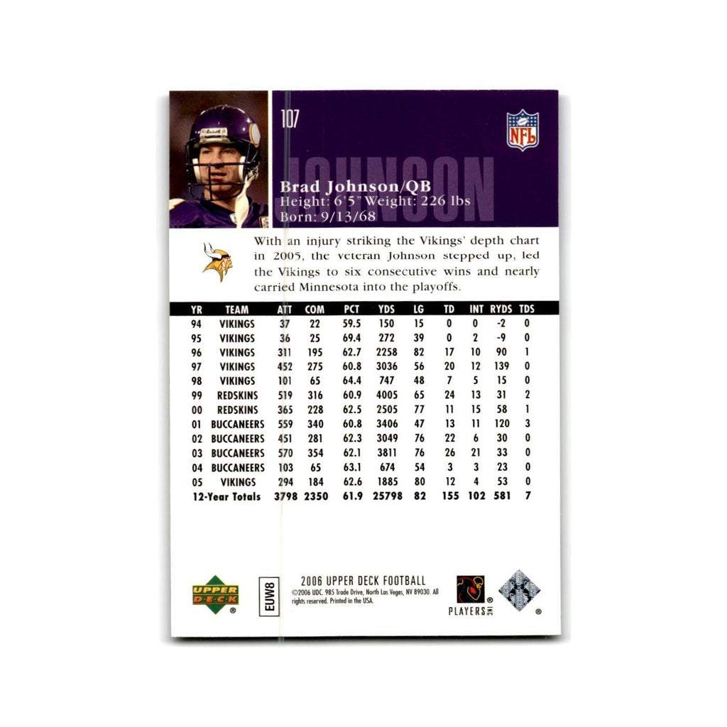 Brad Johnson 2006 Upper Deck #107 Minnesota Vikings Football Card NM
