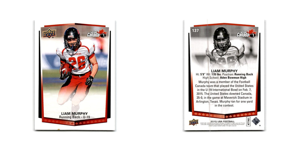 Liam Murphy 2015 Upper Deck USA #137 Canada Football Card NM