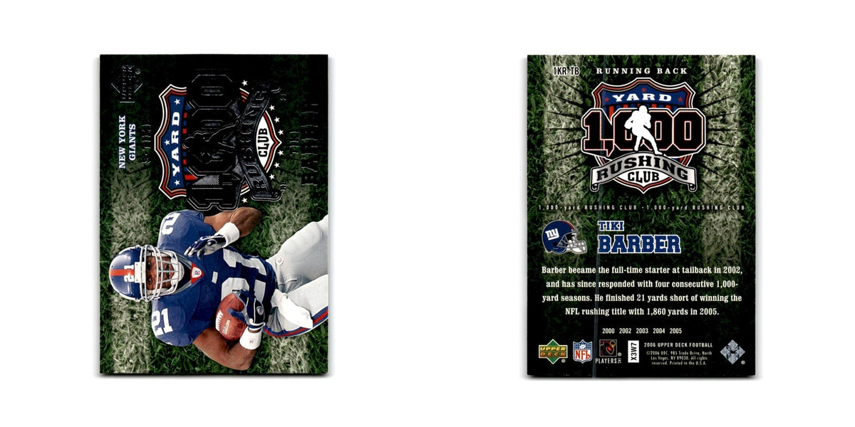 Tiki Barber 2006 Upper Deck 1000 Yard Club #1KR-TB New York Giants NM
