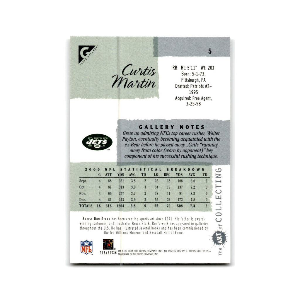 Curtis Martin 2001 Topps Gallery #5 New York Jets Football Card NM