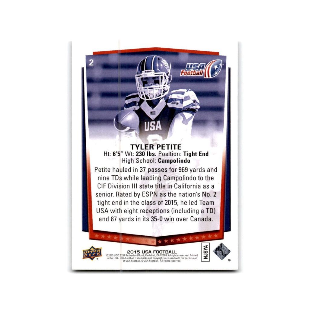 Tyler Petite 2015 Upper Deck USA #2 USA Football Card NM