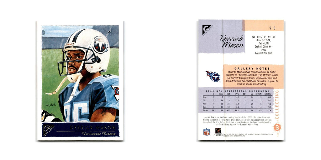 Derrick Mason 2001 Topps Gallery #75 Tennessee Titans Football Card NM