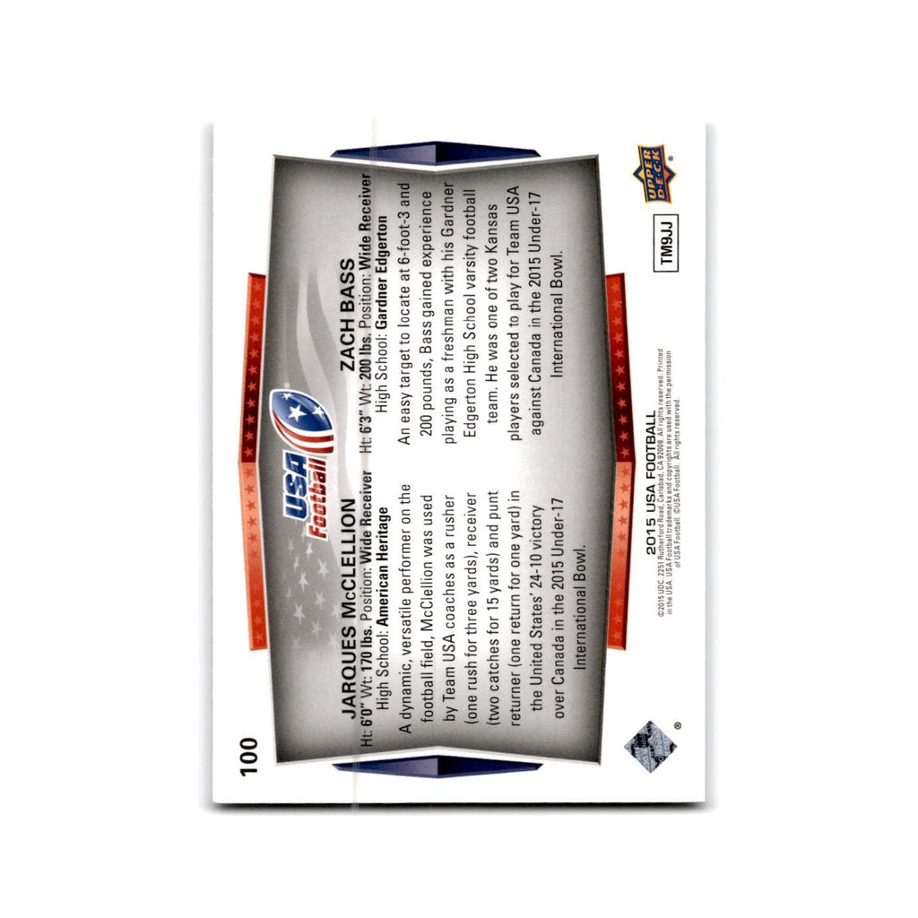 Jarques McClellan / Zach Bass 2015 Upper Deck #100 USA Football Card NM