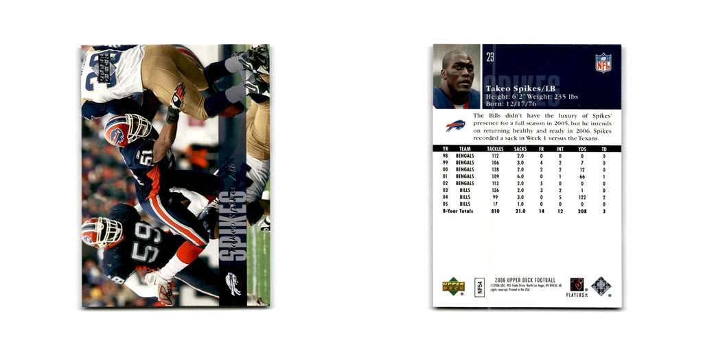 Takeo Spikes 2006 Upper Deck #23 Buffalo Bills Football Card NM