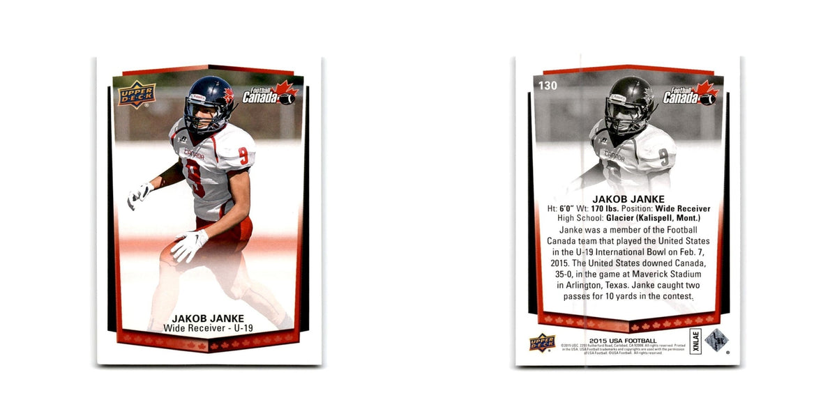 Jakob Janke 2015 Upper Deck USA #130 Canada Football Card NM