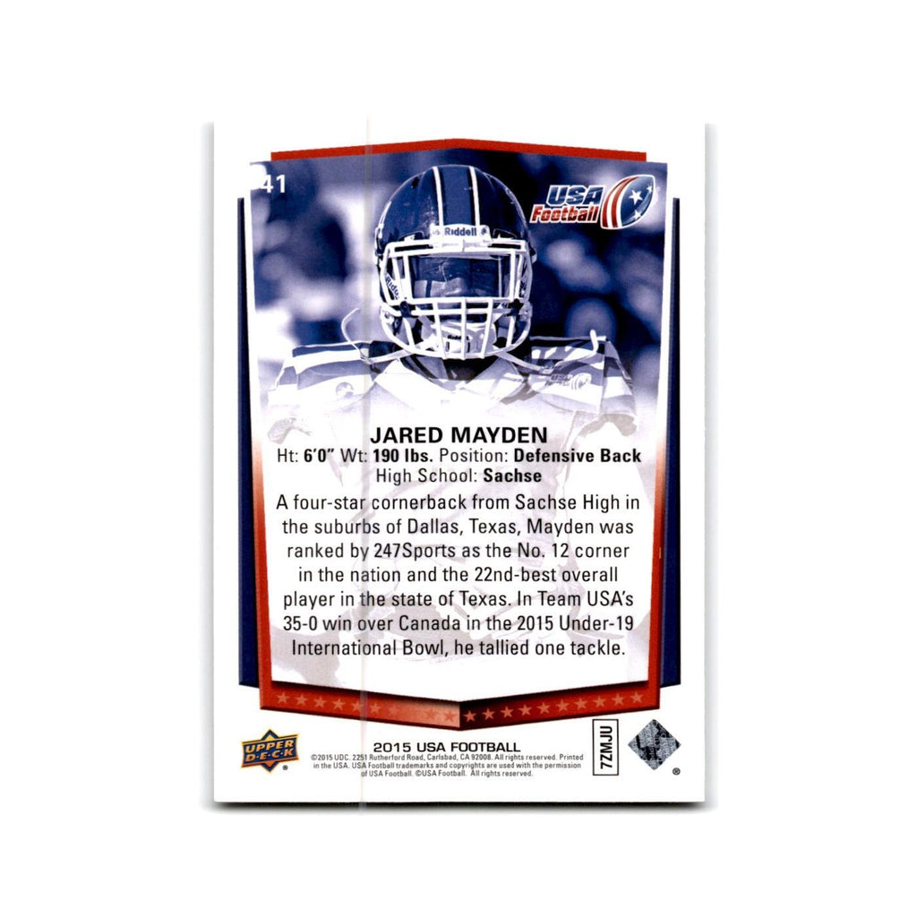 Jared Mayden 2015 Upper Deck USA #41 USA Football Card NM