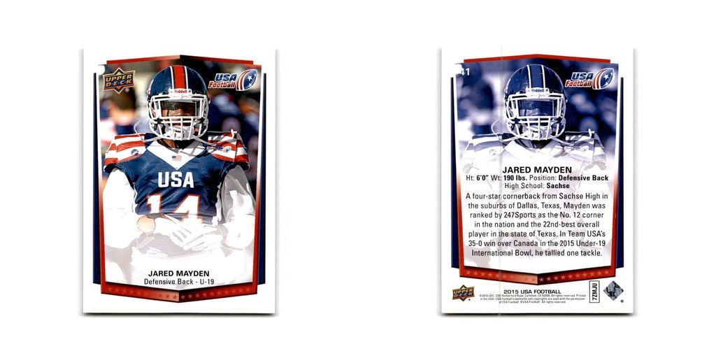 Jared Mayden 2015 Upper Deck USA #41 USA Football Card NM