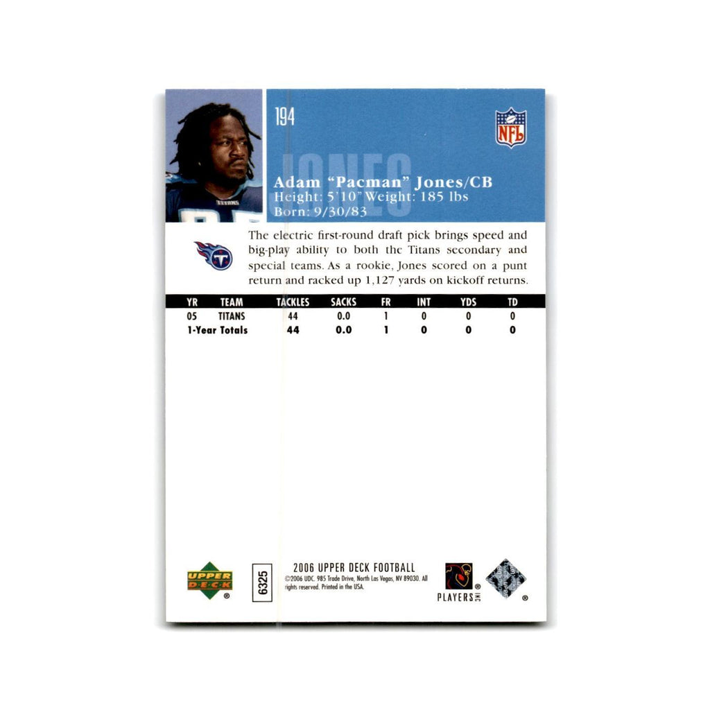 Adam Jones 2006 Upper Deck #194 Tennessee Titans Football Card NM