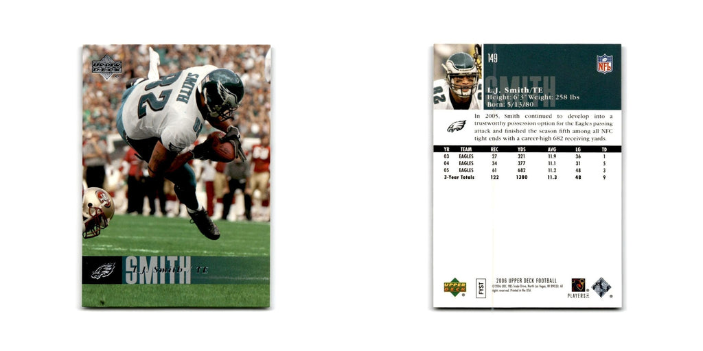 L.J. Smith 2006 Upper Deck #149 Philadelphia Eagles Football Card NM