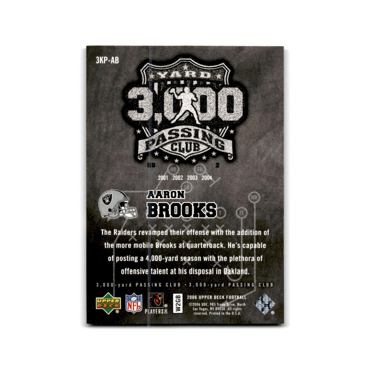 Aaron Brooks 2006 Upper Deck 3000 Yard Passing Club #3KP-AB Oakland Raiders NM
