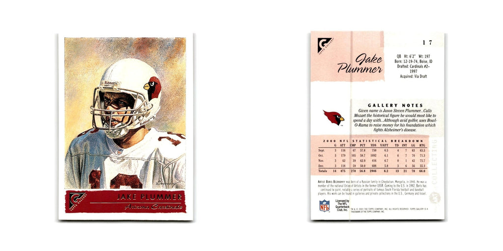 Jake Plummer 2001 Topps Gallery #17 Arizona Cardinals Football Card NM