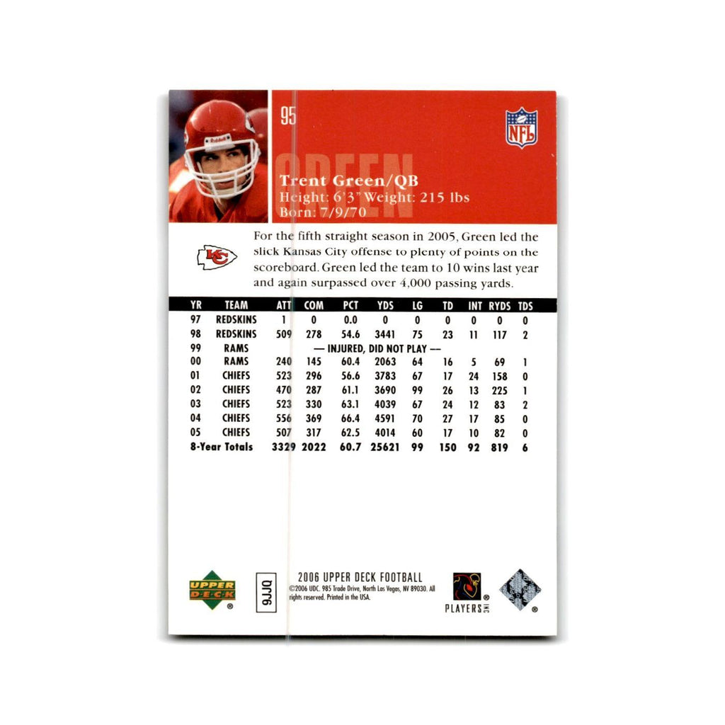 Trent Green 2006 Upper Deck #95 Kansas City Chiefs Football Card NM