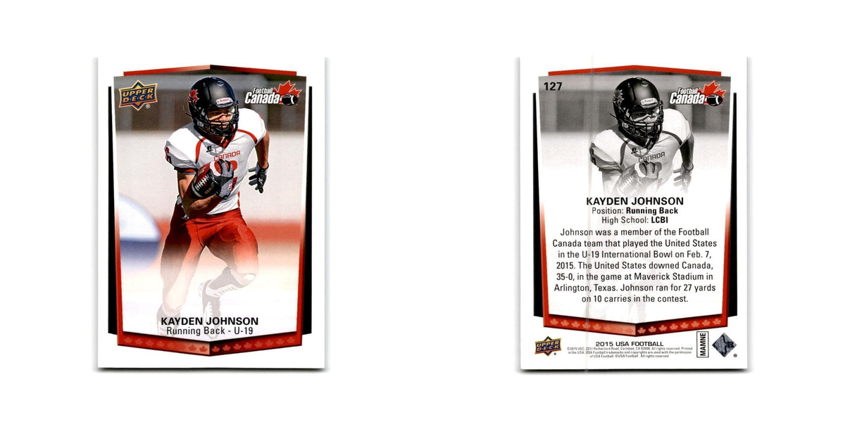 Kayden Johnson 2015 Upper Deck USA #127 Canada Football Card NM
