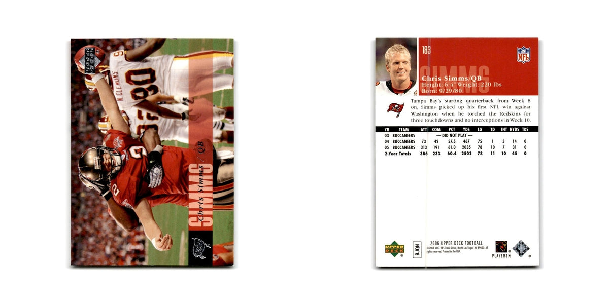 Chris Simms 2006 Upper Deck #183 Tampa Bay Buccaneers Football Card NM