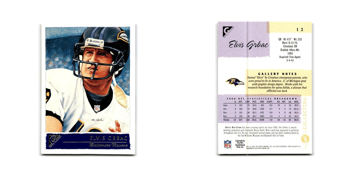 Elvis Grbac 2001 Topps Gallery #12 Baltimore Ravens Football Card NM
