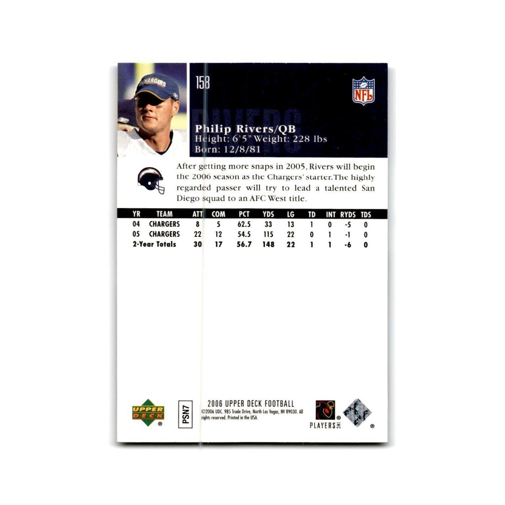 Philip Rivers 2006 Upper Deck #158 San Diego Chargers Football Card NM