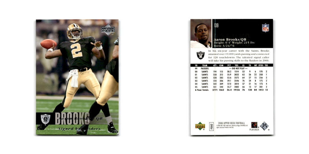 Aaron Brooks 2006 Upper Deck #139 Oakland Raiders Football Card NM