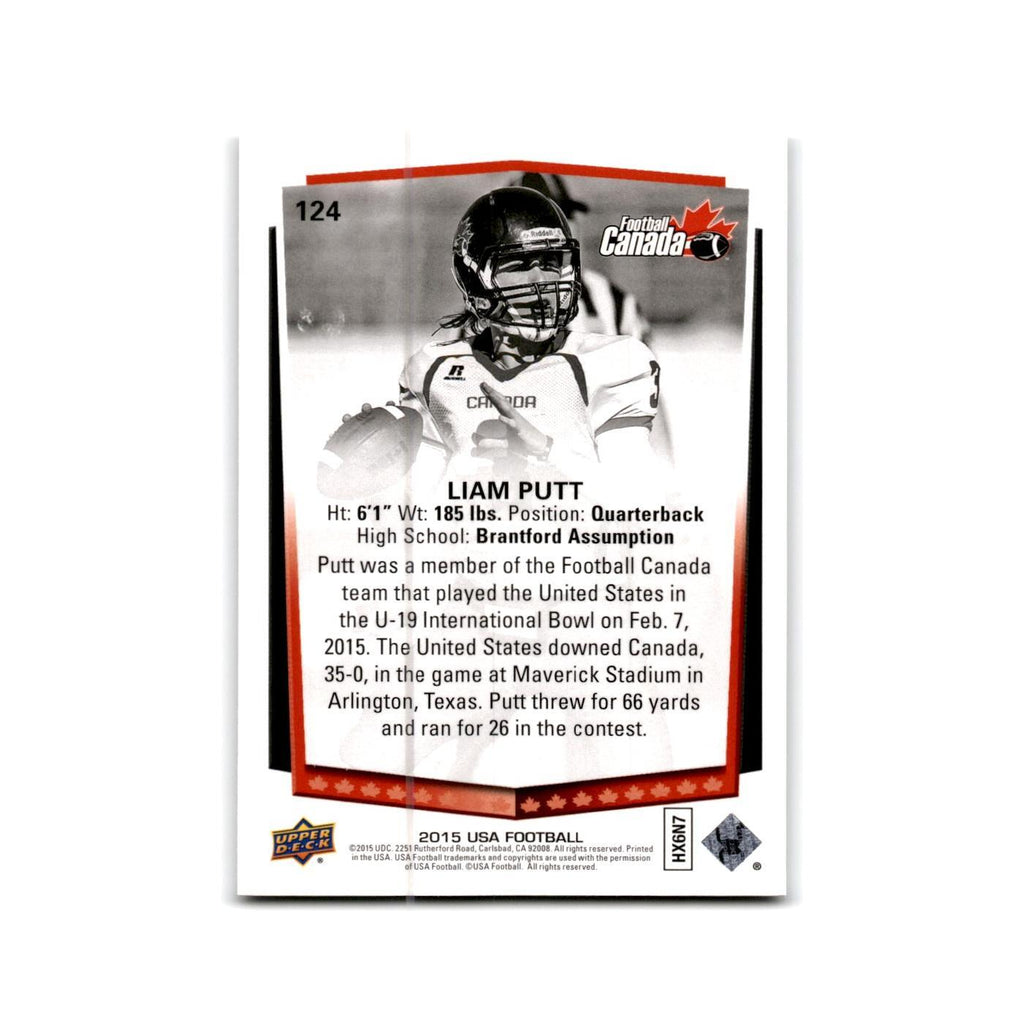 Liam Putt 2015 Upper Deck USA #124 Canada Football Card NM