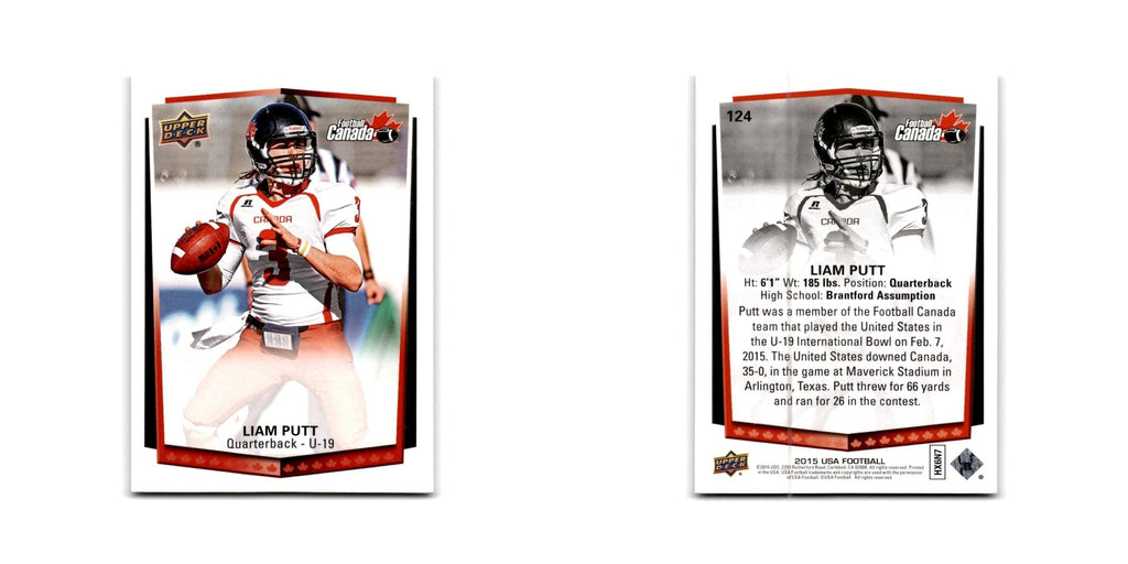 Liam Putt 2015 Upper Deck USA #124 Canada Football Card NM