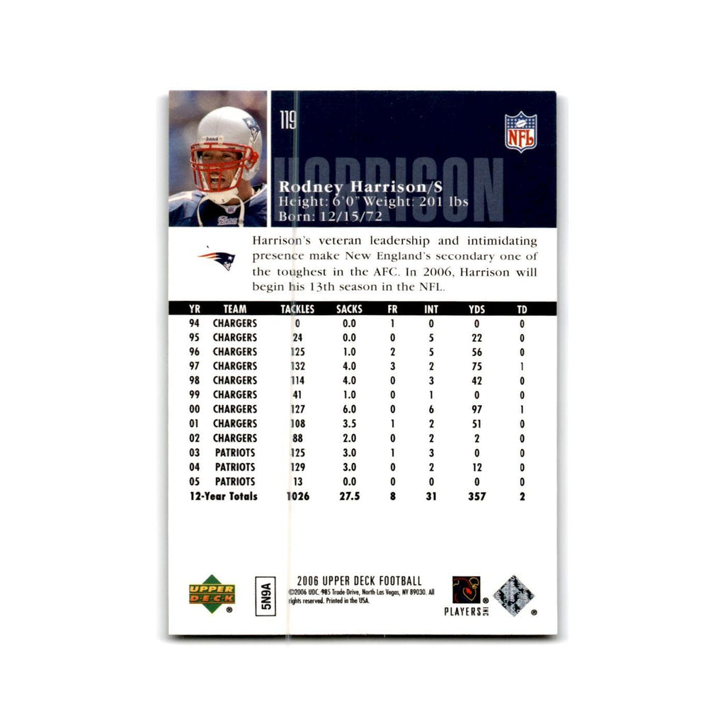 Rodney Harrison 2006 Upper Deck #119 New England Patriots Football Card NM