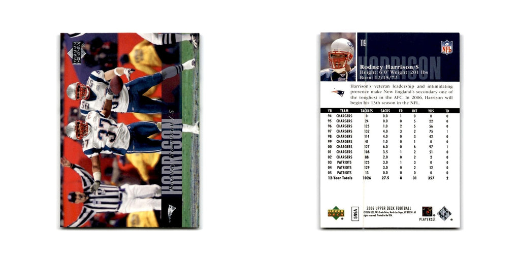 Rodney Harrison 2006 Upper Deck #119 New England Patriots Football Card NM