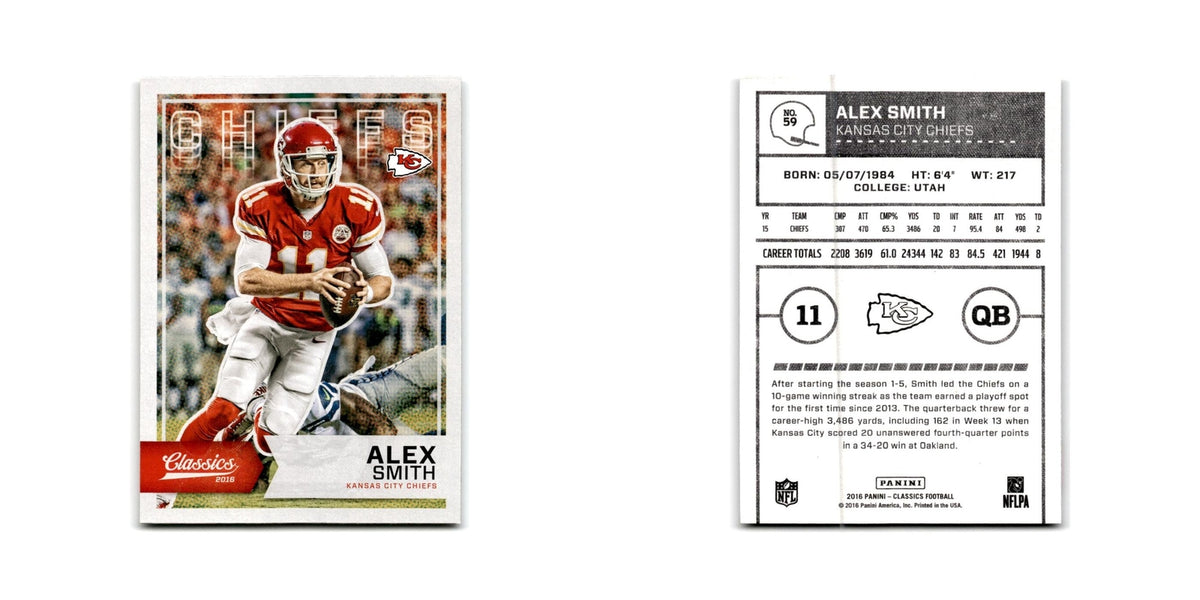 Alex Smith 2016 Panini Classics #59 Kansas City Chiefs Football Card NM