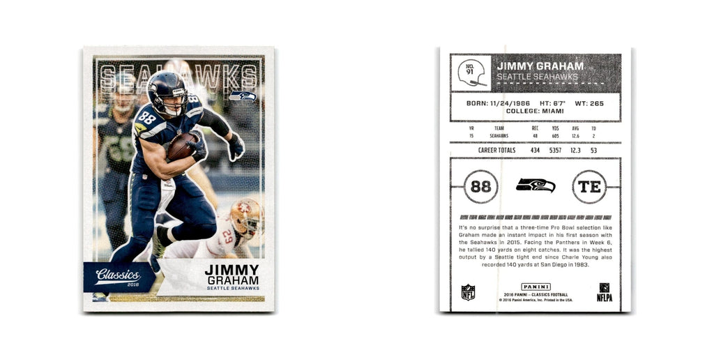 Jimmy Graham 2016 Panini Classics #91 Seattle Seahawks Football Card NM