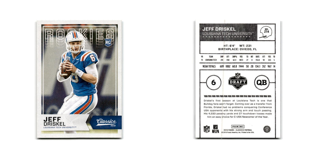 Jeff Driskel Rookie 2016 Panini Classics #214 Louisiana Tech Bulldogs NM