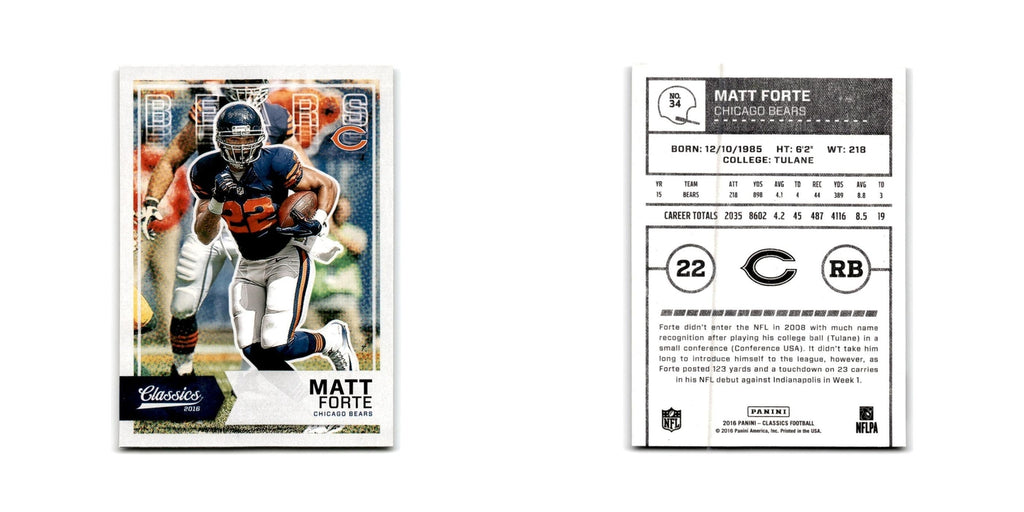 Matt Forte 2016 Panini Classics #34 Chicago Bears Football Card NM