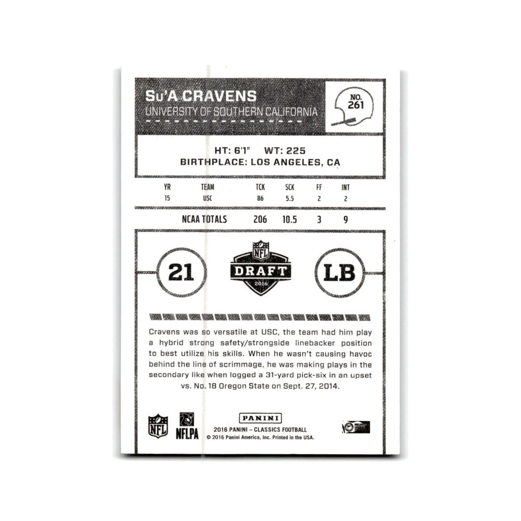 Su'a Cravens Rookie 2016 Panini Classics #261 USC Trojans Football Card NM
