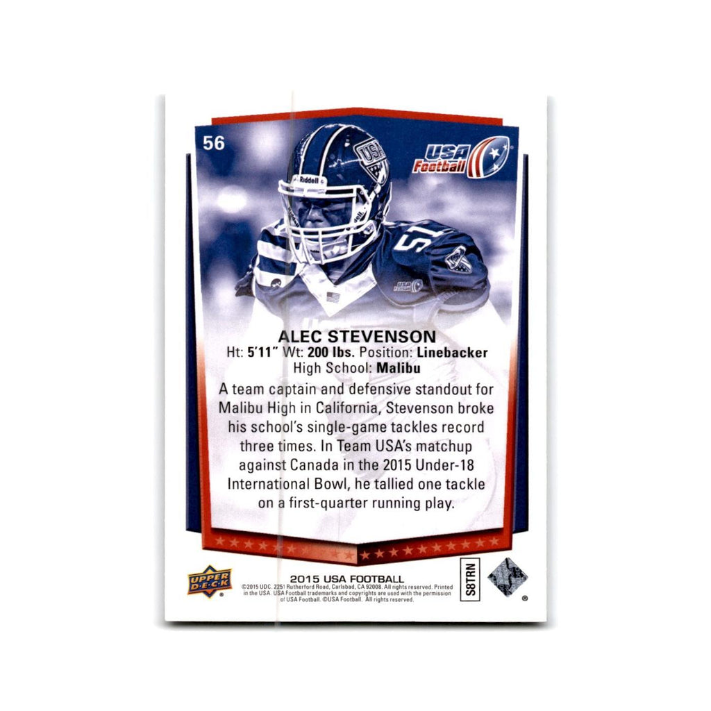 Alec Stevenson 2015 Upper Deck USA #56 USA Football Card NM