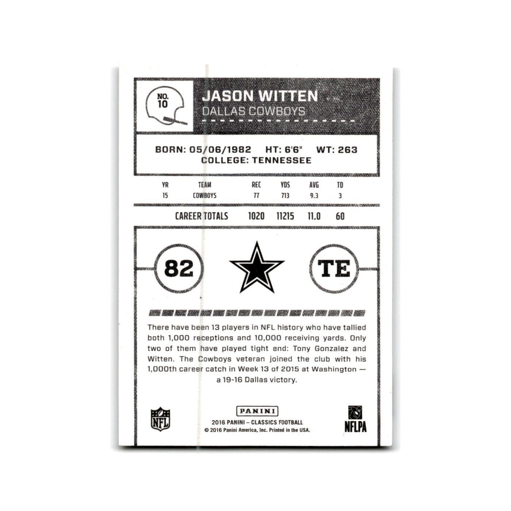 Jason Witten 2016 Panini Classics #10 Dallas Cowboys Football Card NM