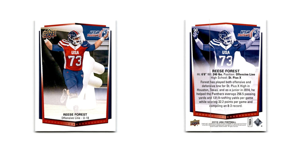 Reese Forest 2015 Upper Deck USA #90 USA Football Card NM