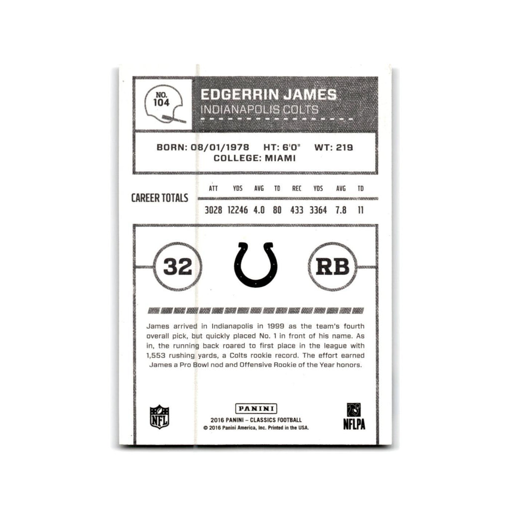 Edgerrin James 2016 Panini Classics #104 Indianapolis Colts Football Card NM