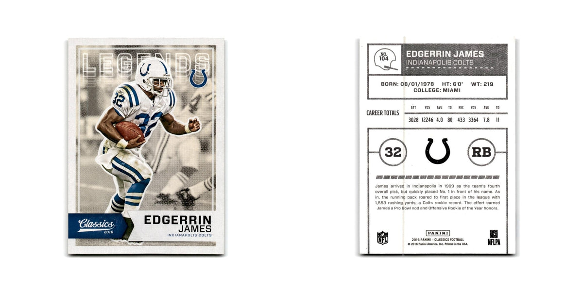 Edgerrin James 2016 Panini Classics #104 Indianapolis Colts Football Card NM