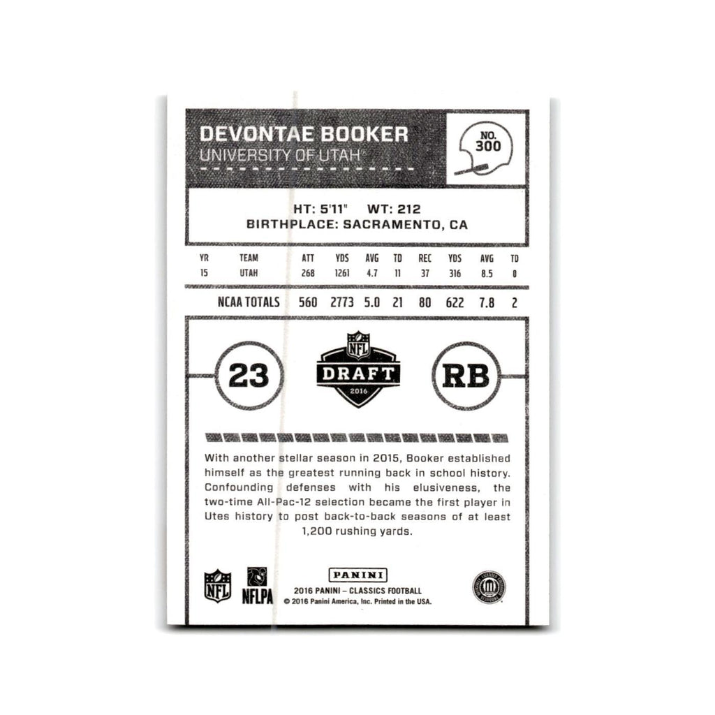 Devontae Booker Rookie 2016 Panini Classics #300 Utah Utes Football Card NM