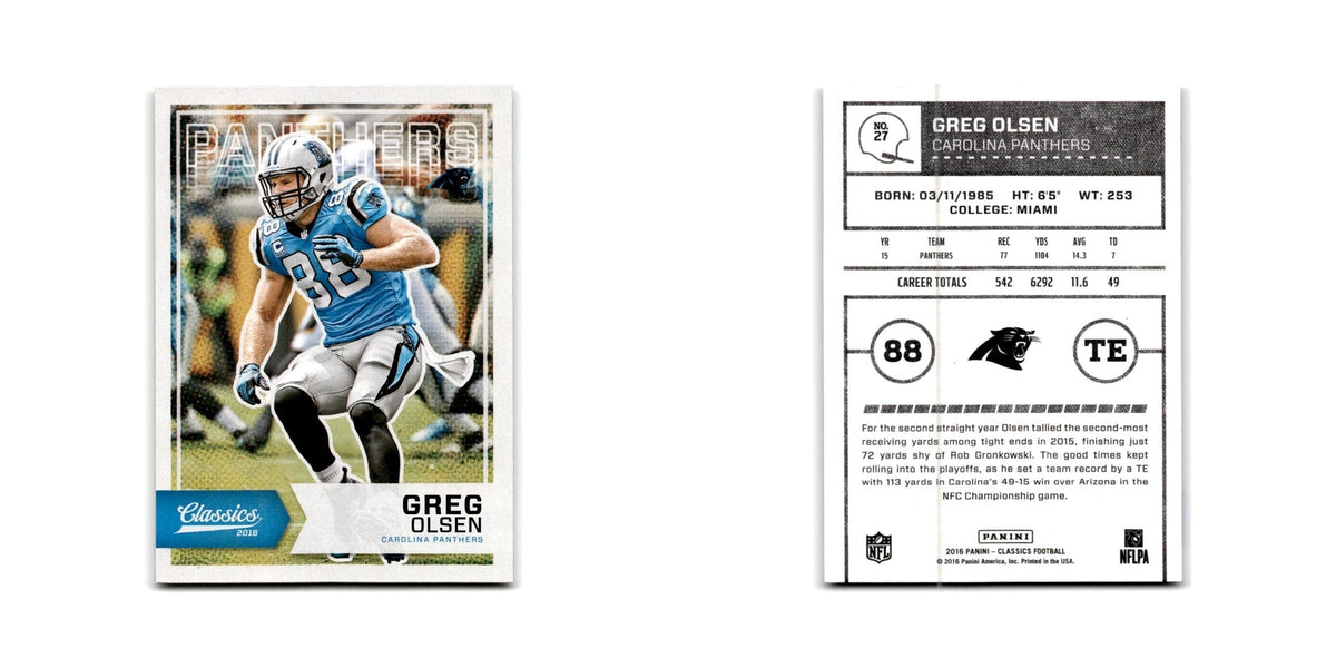 Greg Olsen 2016 Panini Classics #27 Carolina Panthers Football Card NM