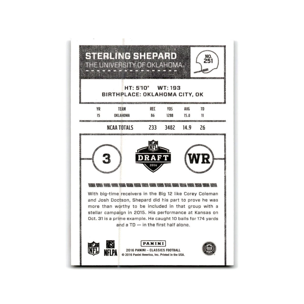 Sterling Shepard Rookie 2016 Panini Classics #251 Oklahoma Sooners NM