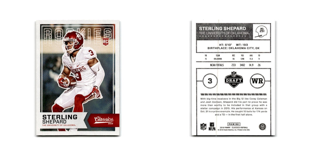Sterling Shepard Rookie 2016 Panini Classics #251 Oklahoma Sooners NM